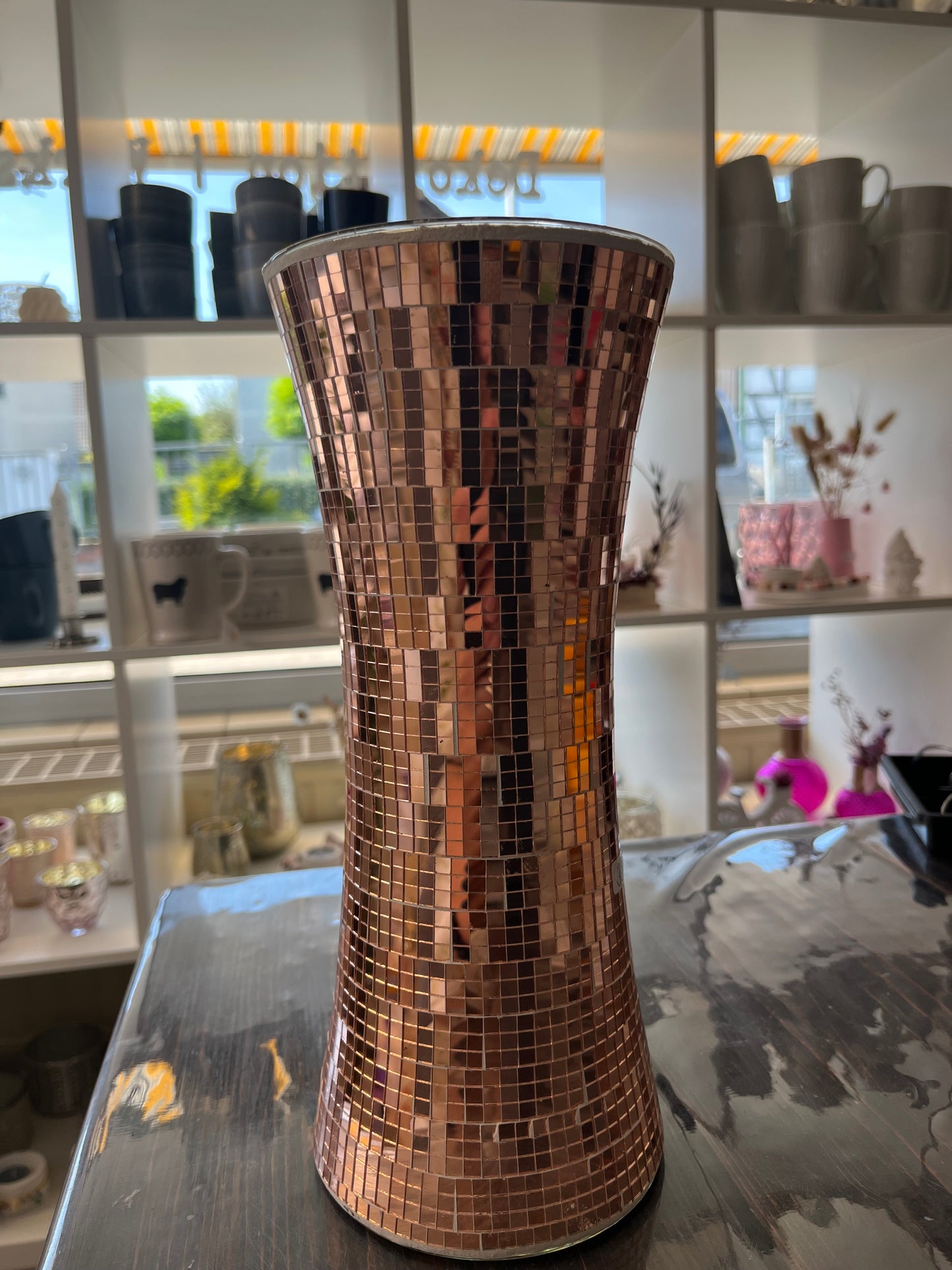 Vase / Windlicht "Disco" roségold funkelnd von HouseVitamin