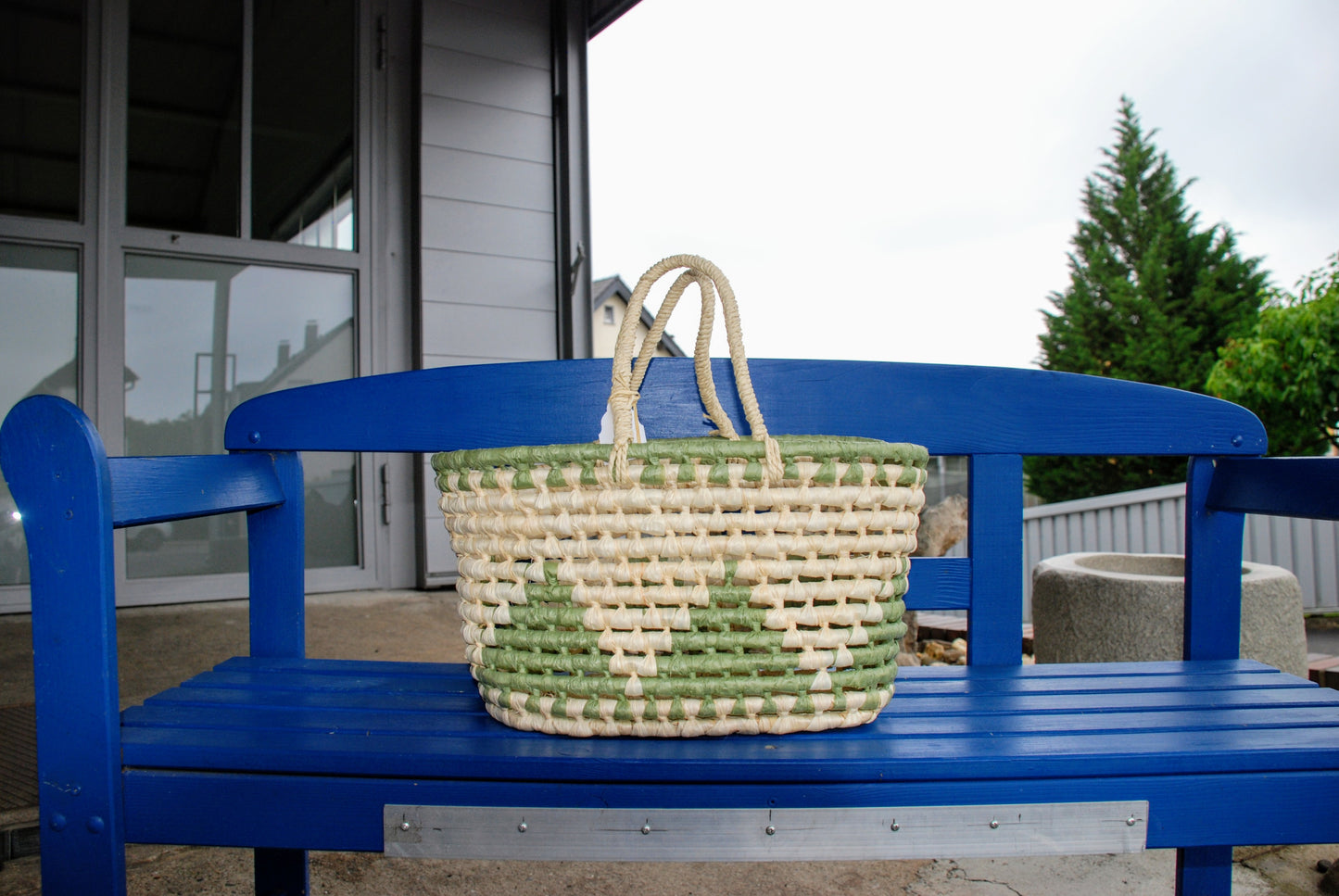 Korb / Strandtasche beige-grün