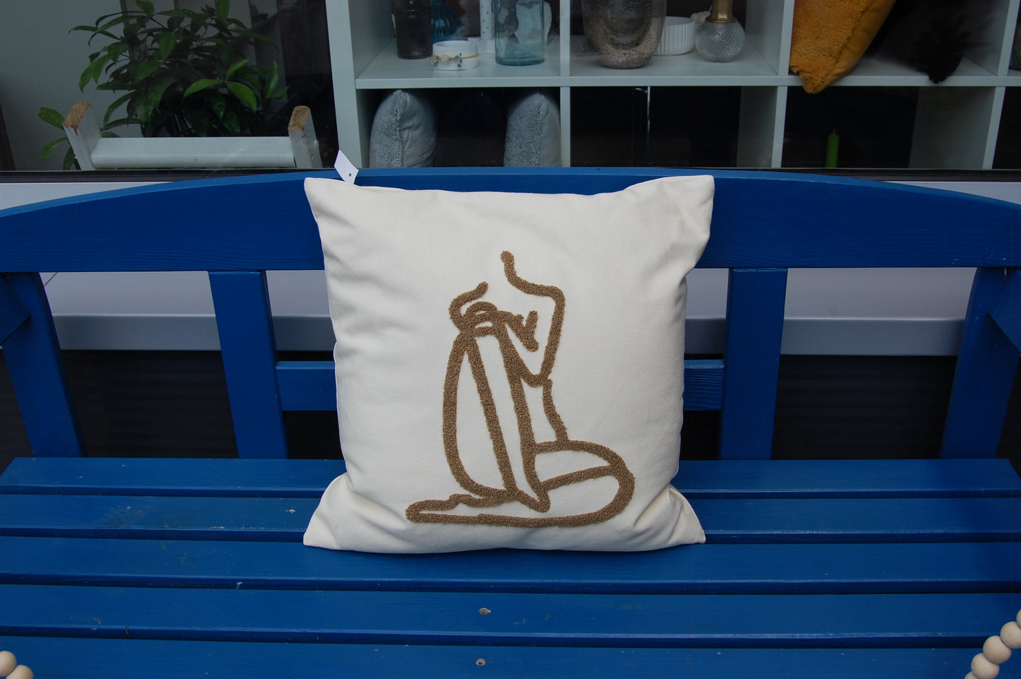 Kissen naturfarben mit Frottee Applikation