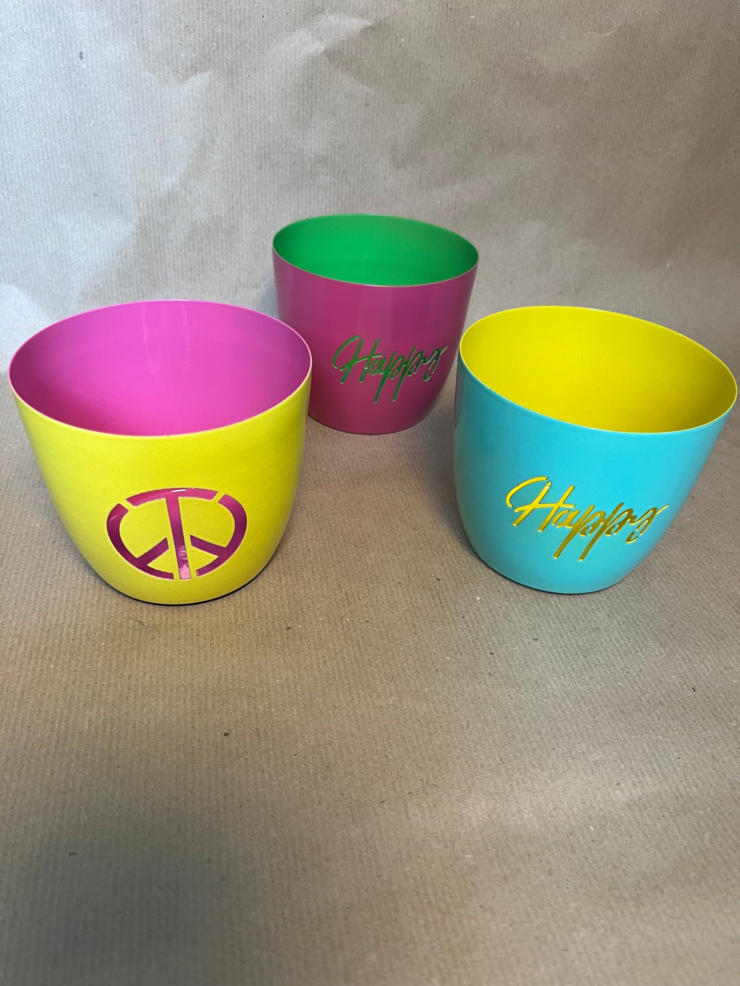 Windlicht aus Metall "Happy" und "Peace"