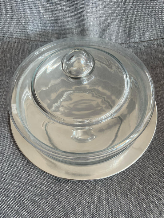 Glasglocke mit Tablett