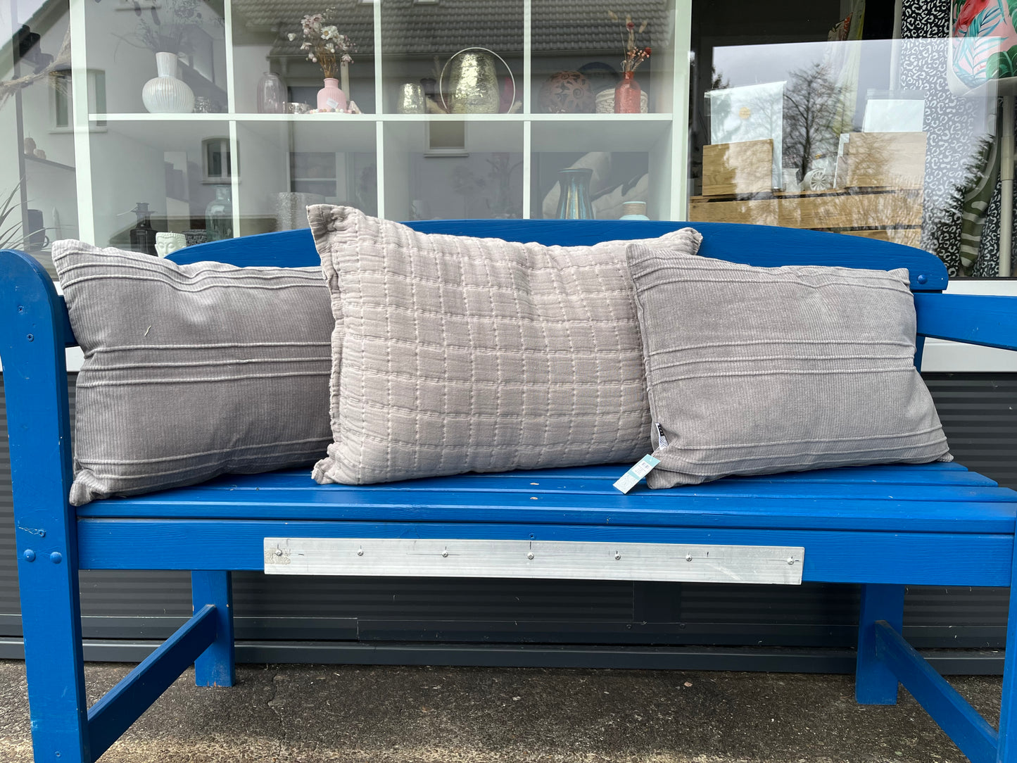 Kissen von LimeLight in Cord und glatt kariert gesteppt