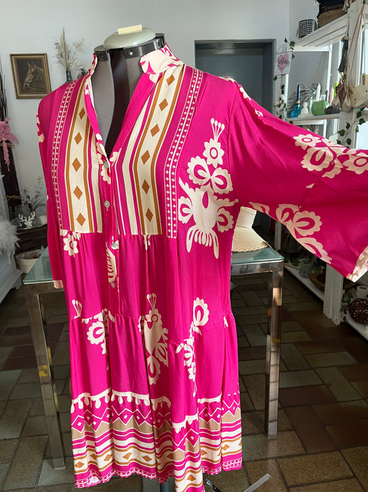 Kleid pink-beige gemustert