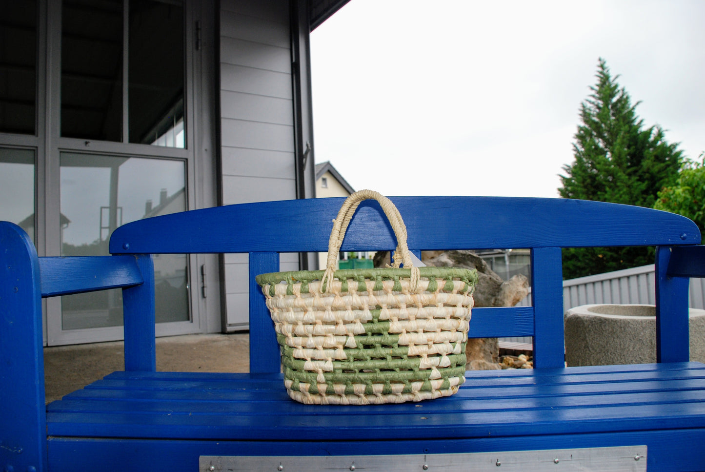 Korb / Strandtasche beige-grün