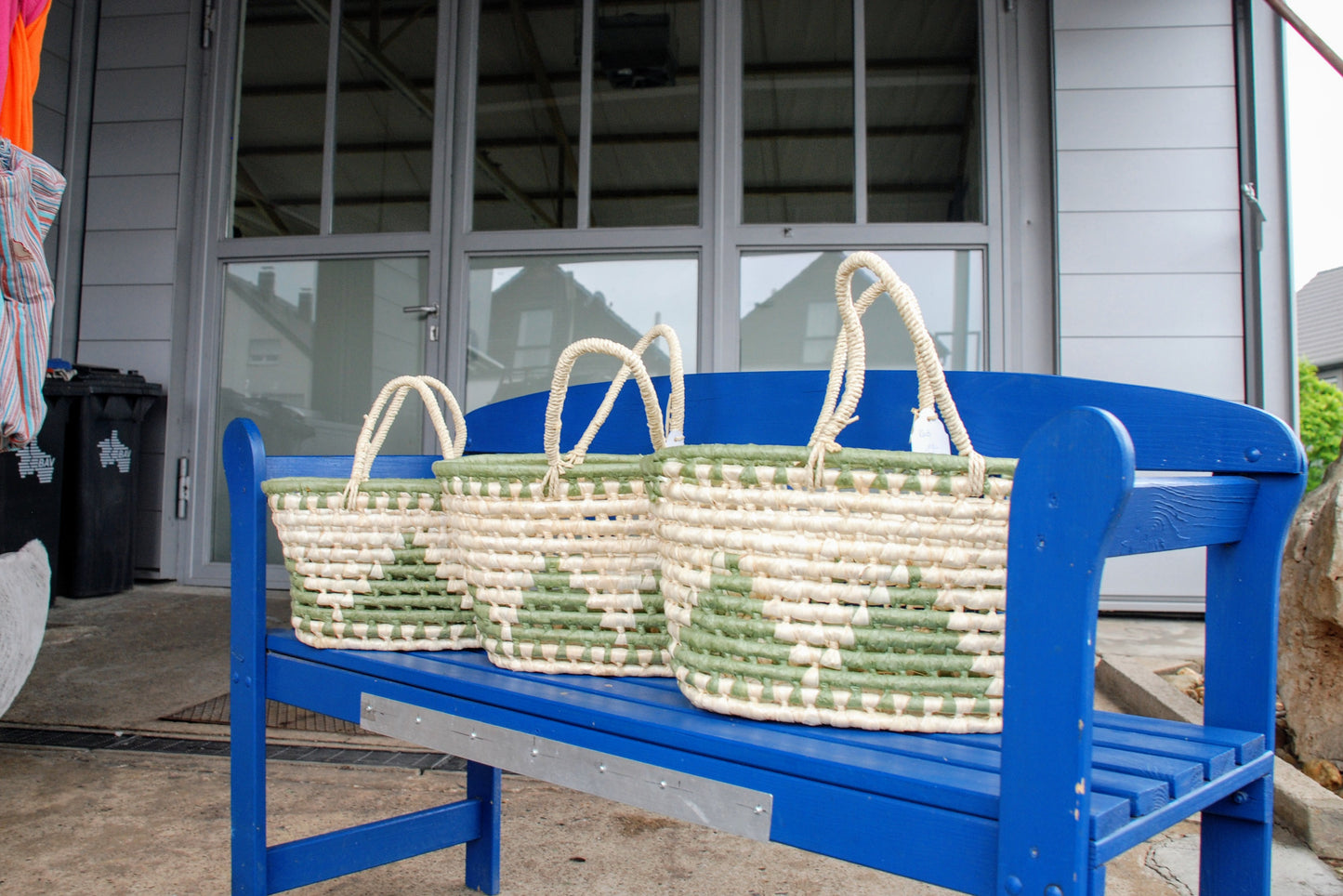 Korb / Strandtasche beige-grün