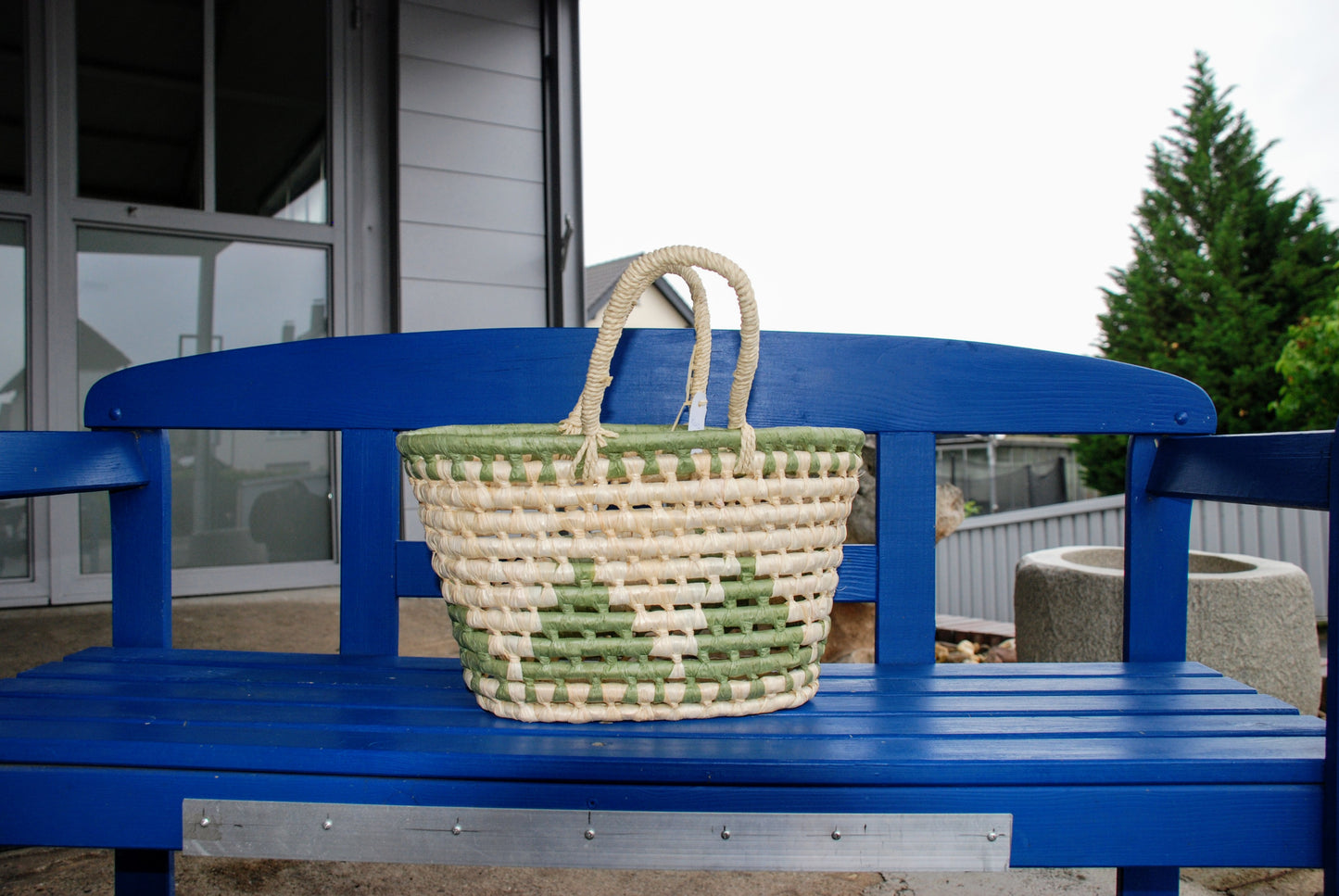 Korb / Strandtasche beige-grün