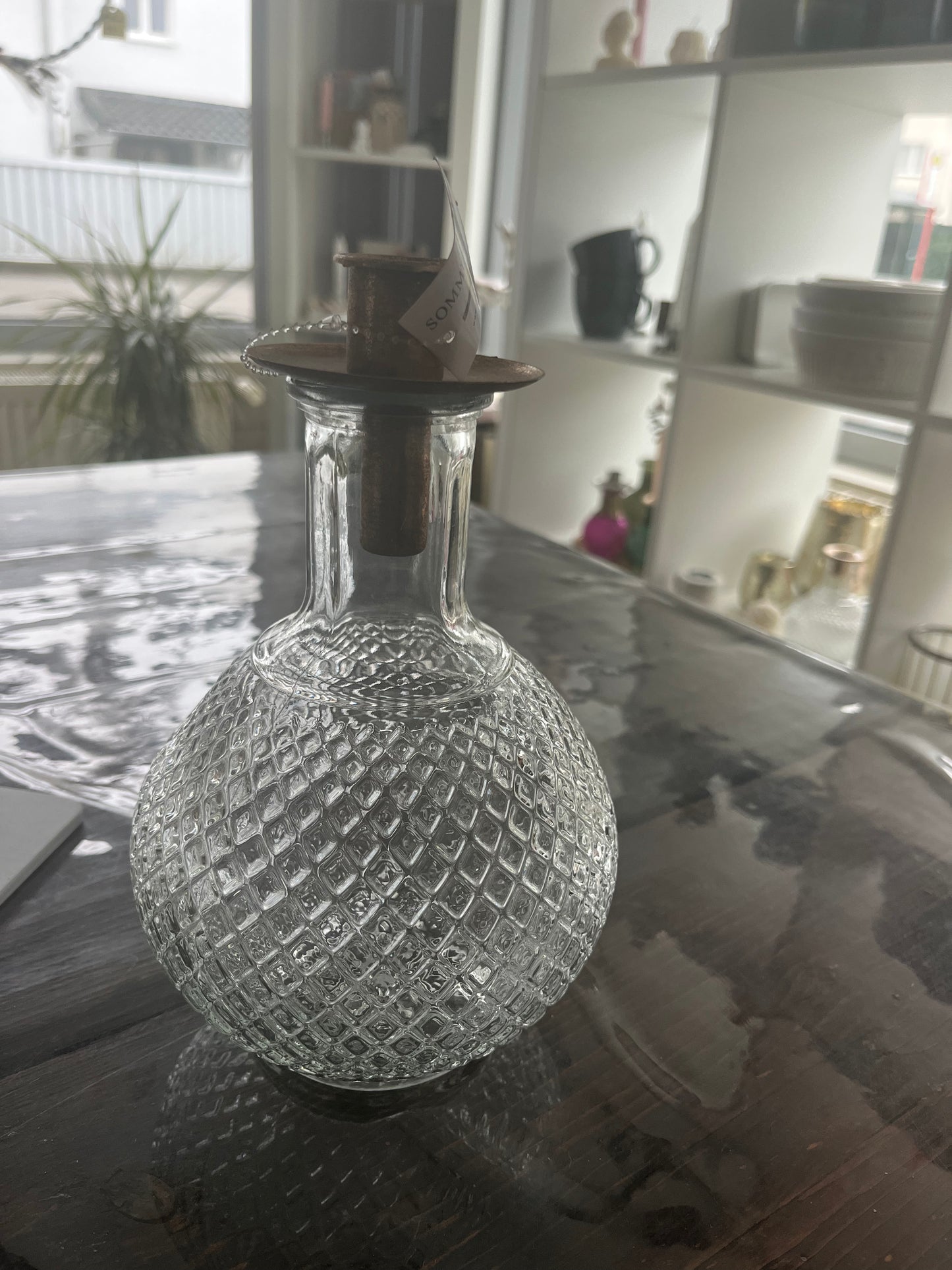 Vase bauchig aus klarem Glas
