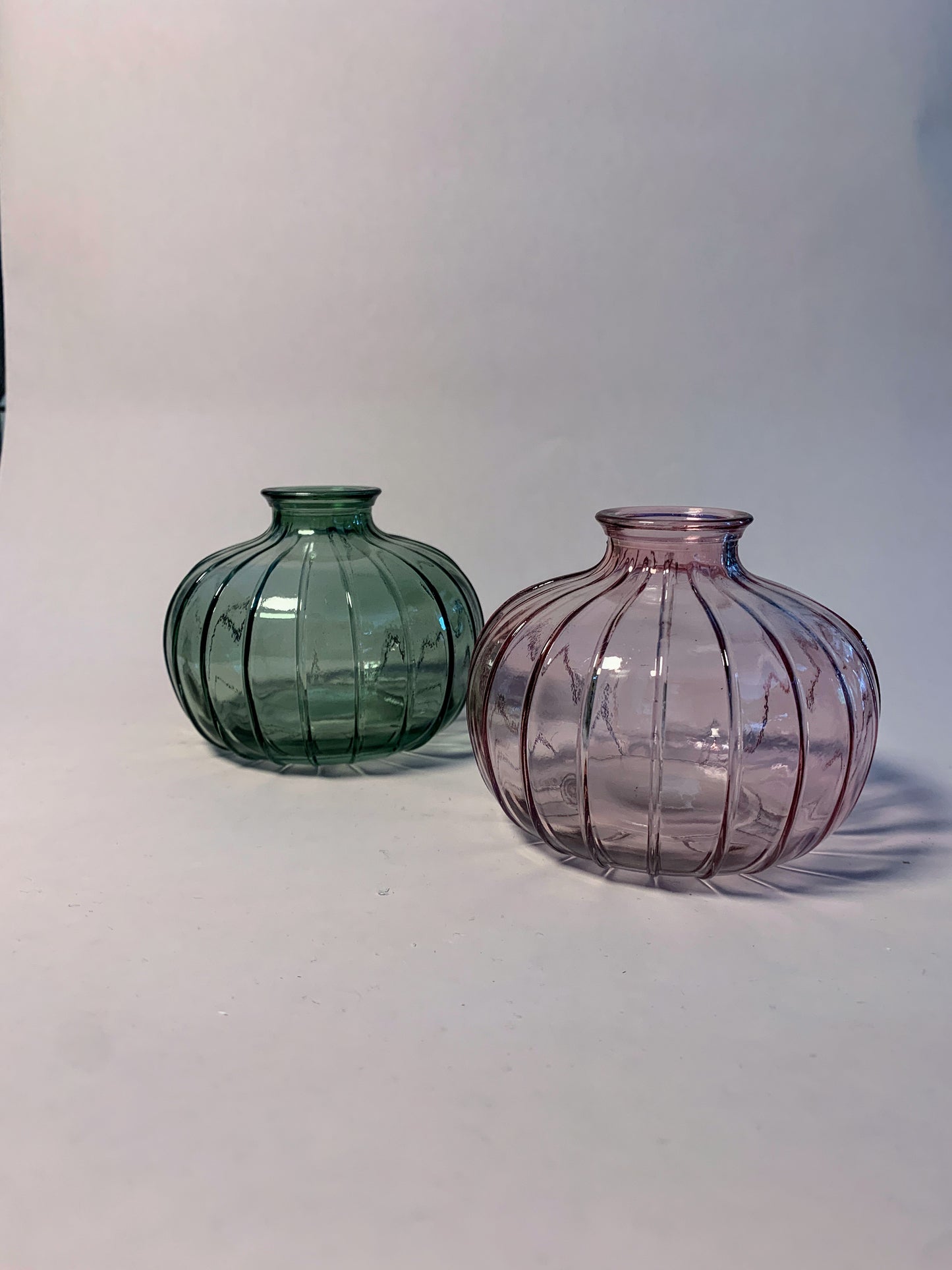 Vase bauchig getönt pink / grün